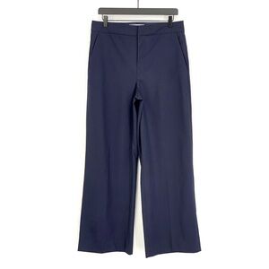 EVERLANE Flat Front Wide Leg Wool Trouser Navy Blue 6